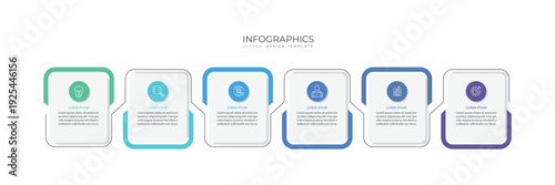 Business infographic template.6 Step timeline journey. Process diagram, 6 options, Infographic elements vector illustration.