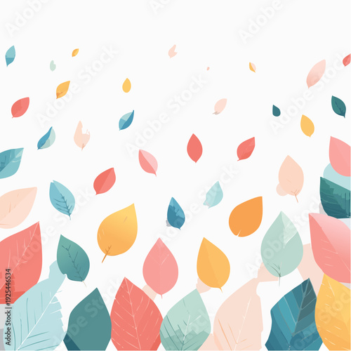 Autumn falling leaves background with a variety of soft, pastel colors