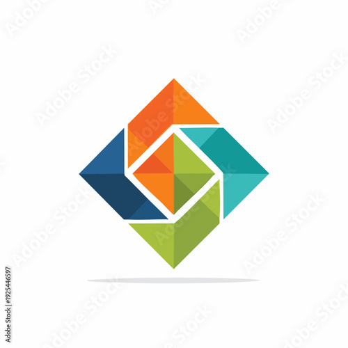 Free Download Abstract geometric diamond logo with colorful overlapping shapes creating a sense of movement and unity - GFXLoad