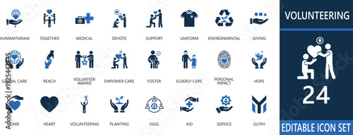 vector icons of volunteering, helping,  passing,  charity, donation, kindness,  and  humanitarian.