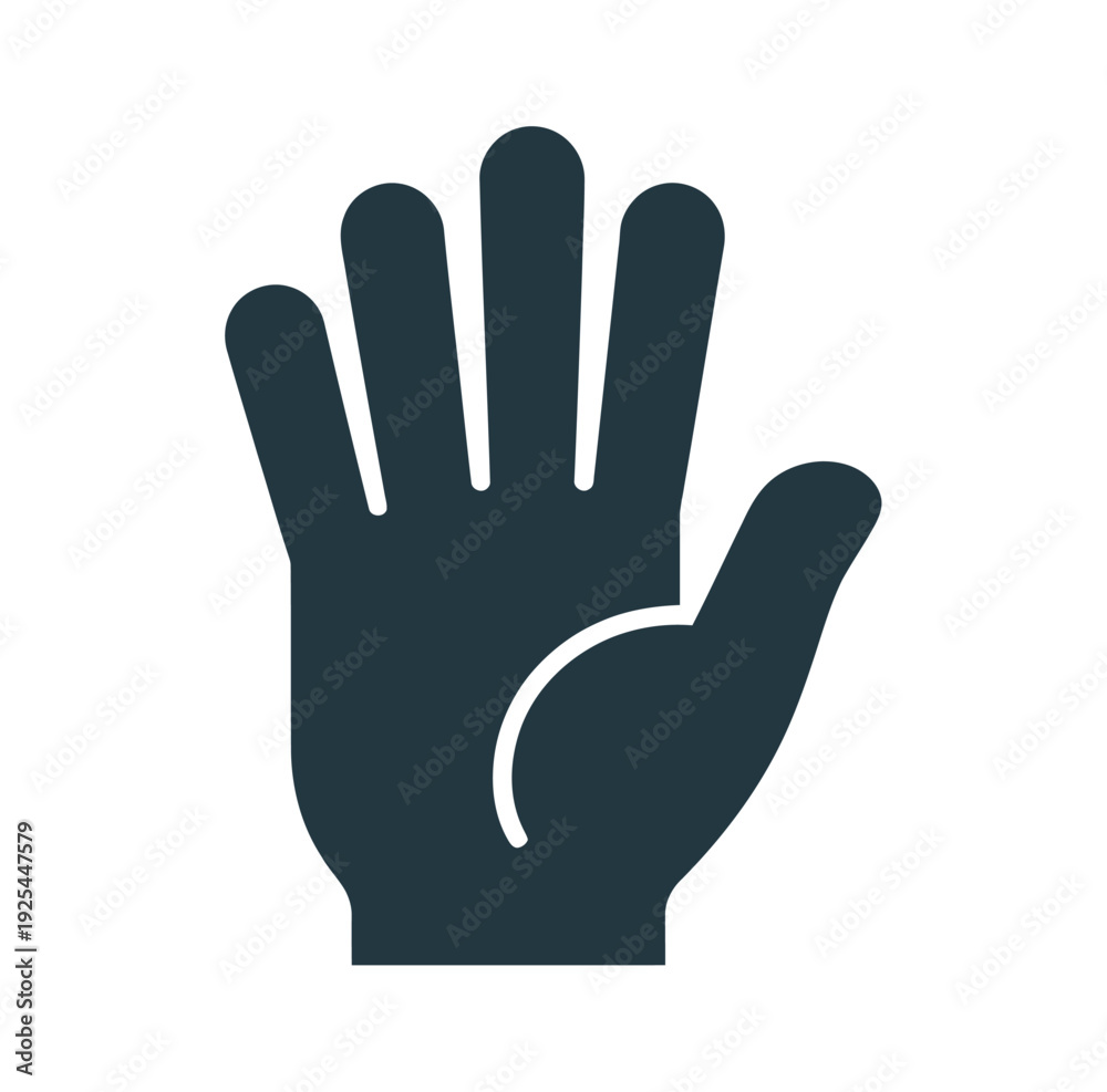 Obraz premium A dark blue hand icon with palm facing forward