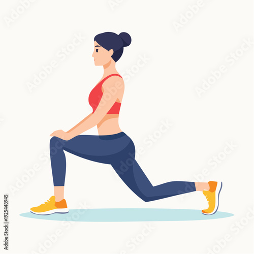 Woman performing a lunge exercise for fitness and a healthy lifestyle