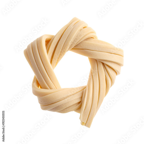 Raw Fresh Homemade Pasta Dough Knot Isolated on White Background.