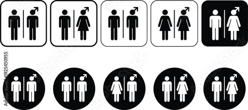 Gender symbol restroom icon collection male female signs vector illustration set