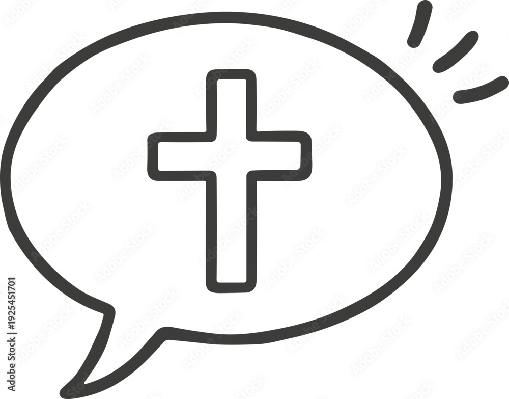 Fototapeta premium Christianity symbol inside a speech bubble, representing faith and communication