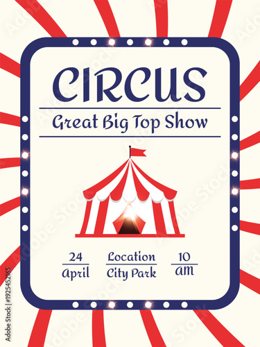 Circus poster template with big top tent vintage carnival show advertisement design