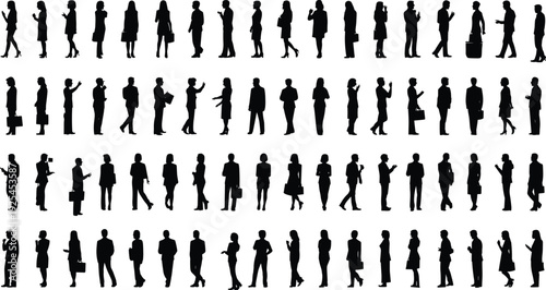 PrintBusiness silhouettes, professional people, walking crowd, office workers, corporate lifestyle, teamwork, communication, diversity, mobility, success, organization, leadership, collaboration,