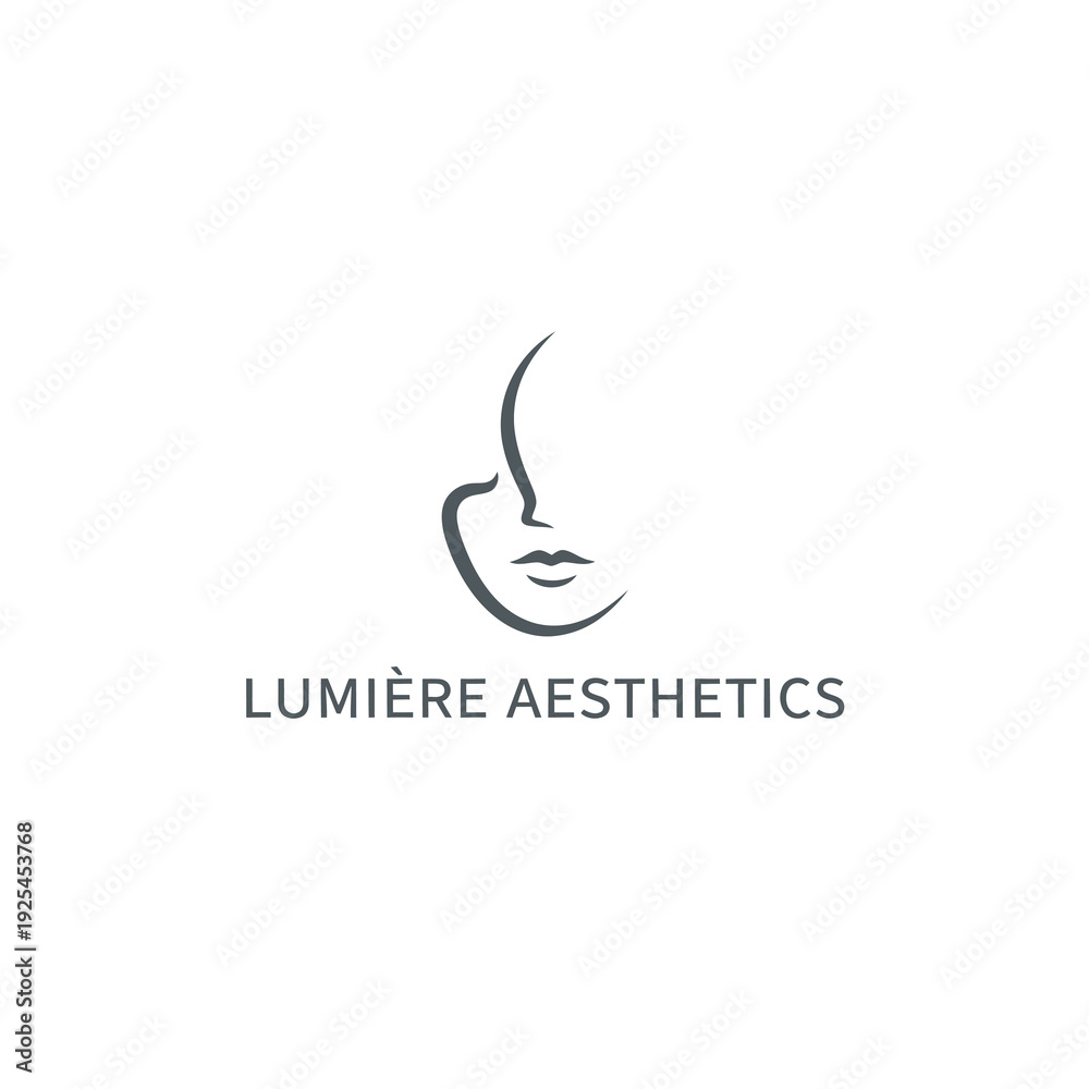 Obraz premium Elegant Minimalist Woman Face Line Art Logo for Beauty Aesthetics