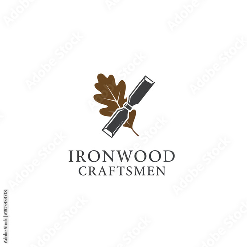 Professional Woodworking Chisel and Oak Leaf Logo