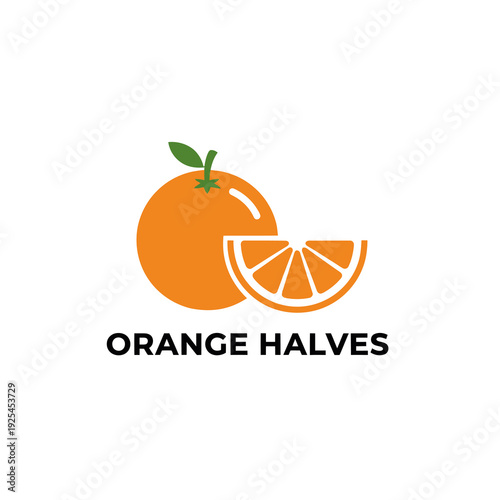 Fresh Natural Orange Fruit with Slice Logo