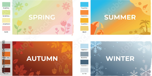 Seasonal Color Palette Transition Boards Showcasing Gradual Hue Shifts for Design and Creative Inspiration