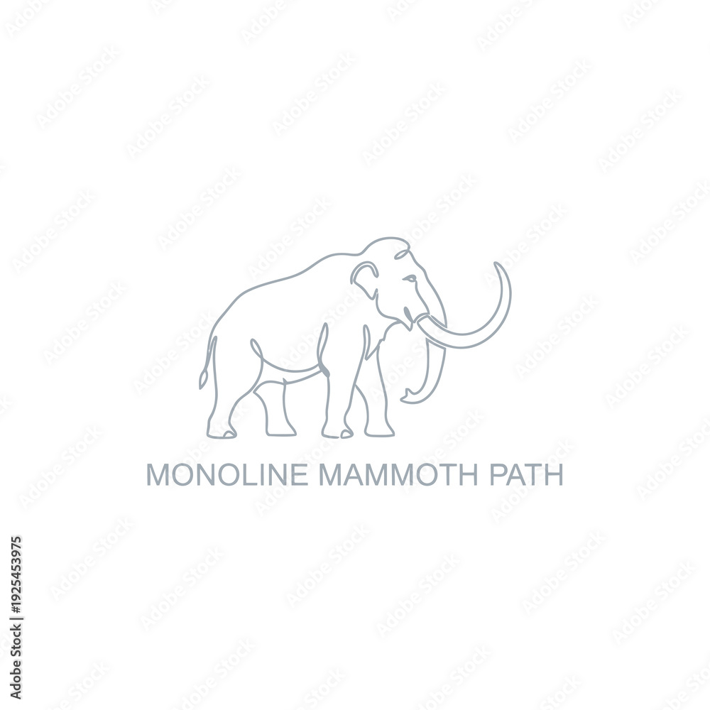 Obraz premium Minimalist Monoline Mammoth Extinct Animal Logo