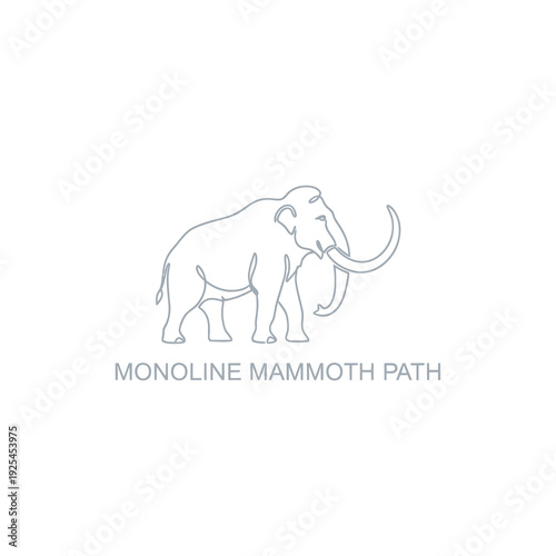 Minimalist Monoline Mammoth Extinct Animal Logo