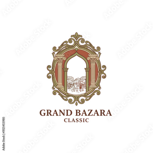 Ornate Ornamental Grand Bazara Architectural Logo