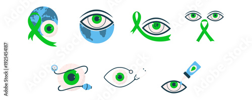 World glaucoma day illustration. Eye care, sight healtcare vector isolated.