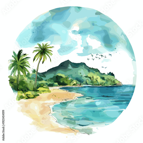 San Andres Island. San Andres Island hand drawn watercolor illustration
