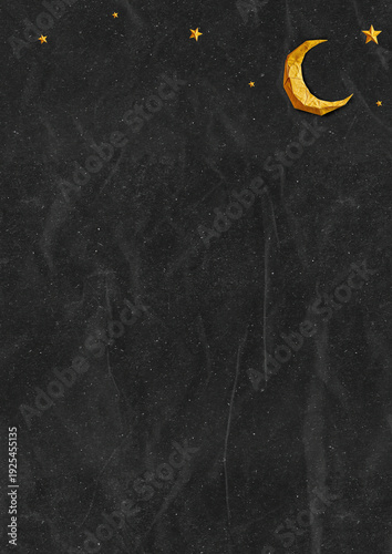 Ramadan background. Paper moon and black background. Muslim Festival Background. Ramadan Mubarak. Eid Mubarak