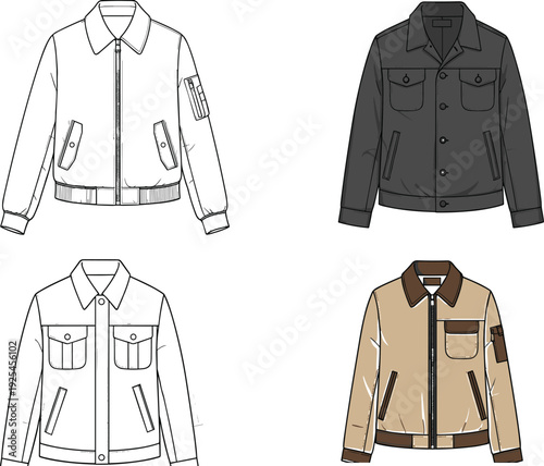 Four Different Jacket in and Color Variations clothing