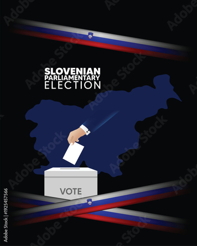Slovenian Parliamentary Election vote poster with ballot box illustration