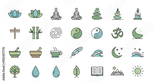 Collection of Diverse Spiritual and Wellness Icons.