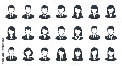 Collection of Diverse Professional Business People Icons.