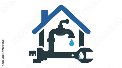 Plumbing and home repair services icon set - flat design vector