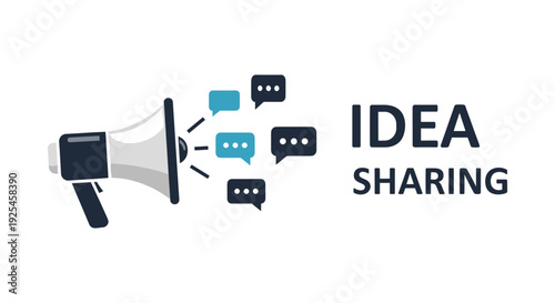 Creative collaboration concept with megaphone and speech bubbles