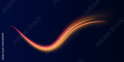 Abstract golden spiral glows with shimmering highlights. Wavy luminous paths twist into magical circles. Futuristic energy sparkles on a dark backdrop. PNG