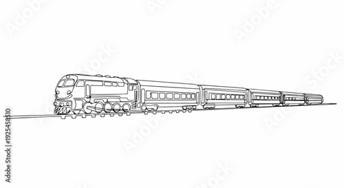 A vintage train with a locomotive and passenger cars travels along a track.