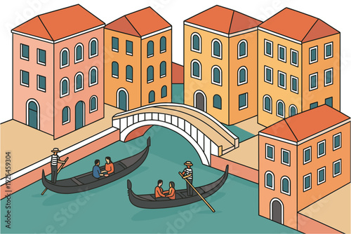 Charming gondola ride through venetian canals with colorful architecture