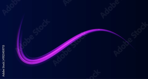 Curved neon trails form a spinning vortex of light. Colors blend in a dynamic motion pattern. Bright glowing lines create futuristic energy waves. PNG