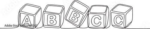 One line of baby ABC cubes. Abstract minimal continuous line. one line Icon drawing