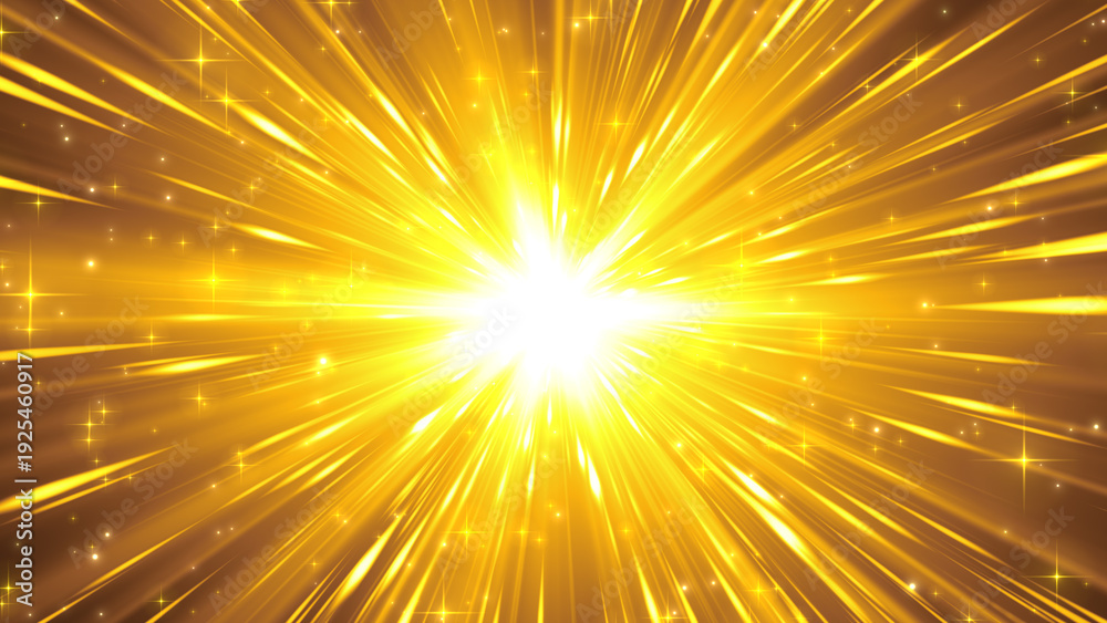 Fototapeta premium 金色の集中線のキラキラ光るエフェクト背景