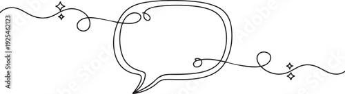 Speech bubble one continuous line design. Decorative elements. one line Icon drawing