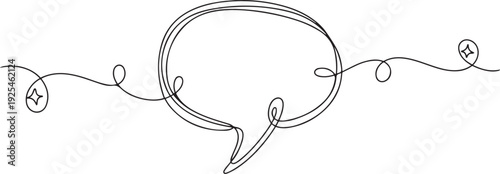 Speech bubble one continuous line design. Decorative elements. one line Icon drawing