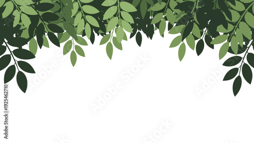 Vibrant green leaves forming a leafy border.