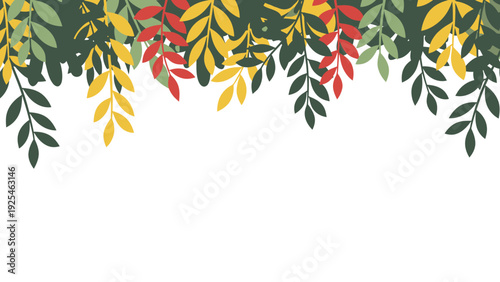 Colorful foliage hanging at the top.