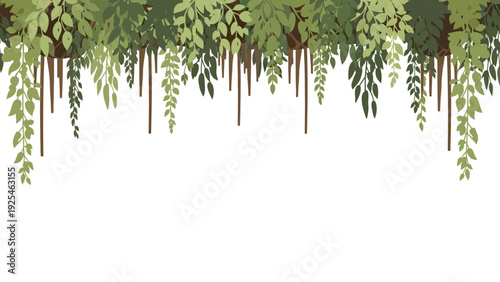 Delicate hanging vines cascading from the top.