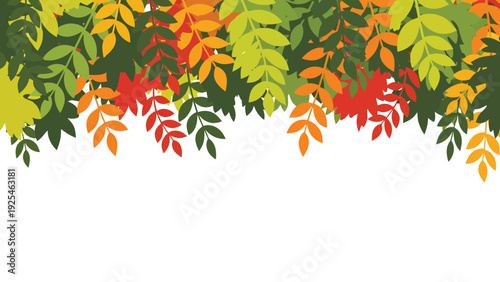 Colorful Autumn Leaves Hanging Across Top.