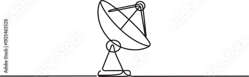 Continuous line design of satellite antenna. Technology device symbol design concept. one line Icon drawing