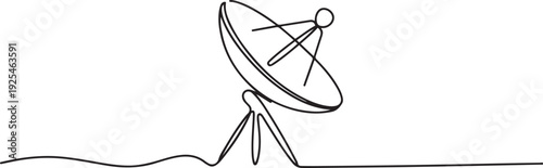Continuous line design of satellite antenna. Technology device symbol design concept. one line Icon drawing
