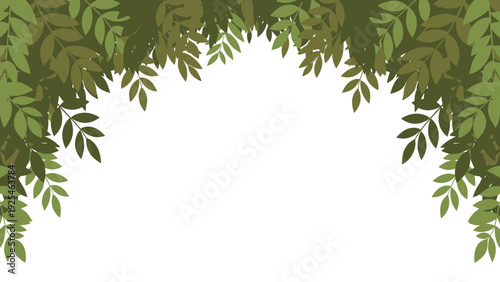Leafy Green Foliage Frame Surrounding White Center.