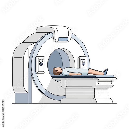 Patient lying in MRI scanner for medical imaging procedure