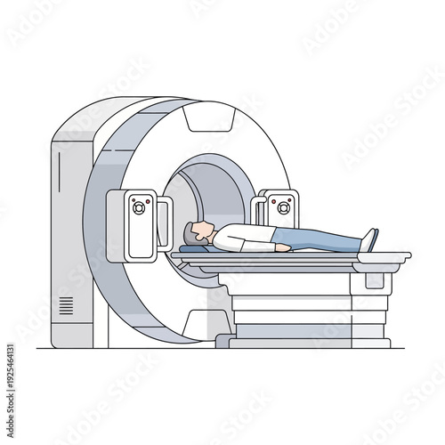 Patient lying in MRI scanner for medical imaging procedure
