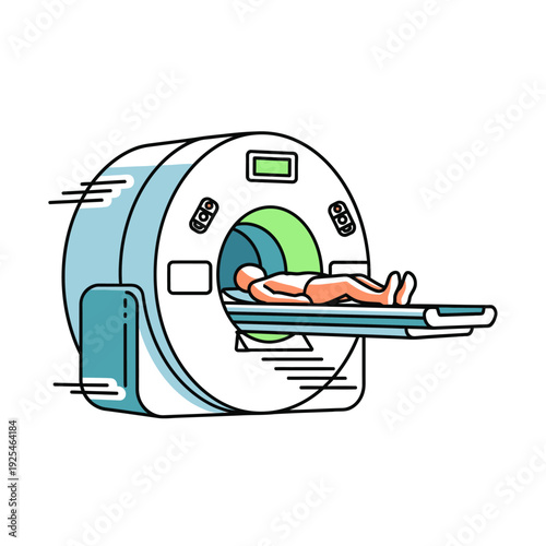 Patient undergoing MRI scan in a modern medical imaging machine