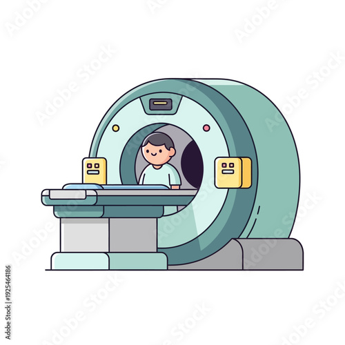 Patient undergoing MRI scan in a modern medical imaging machine