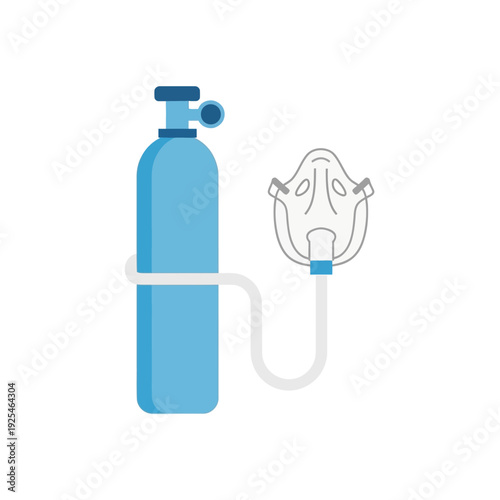 Oxygen Tank and Medical Mask Icon - Resuscitation and Breathing Support Equipment