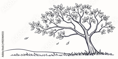 A solitary tree standing on a gentle slope with minimal ground detail