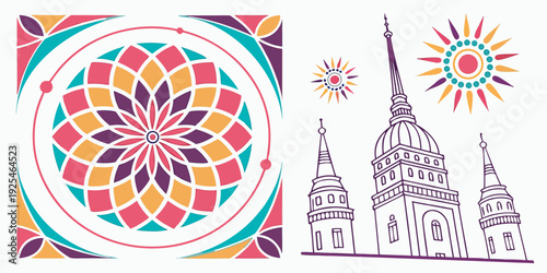 Intricate geometric patterns and architectural marvels in contrasting designs