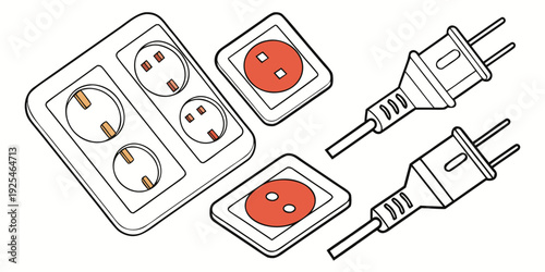 Assorted electrical adapters and power extension sockets for various devices